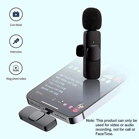 K9 Wireless İKİLİ  2  TYPE-C ANDORİD TELEFON VE TABLETLER İÇİN YAKA MİKROFONU