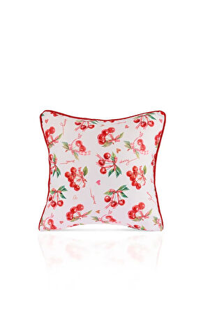 Cherry Crush Romantik Kiraz Desenli Kırlent Kılıfı – 43x43cm