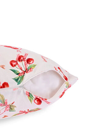 Cherry Crush Romantik Kiraz Desenli Kırlent Kılıfı – 43x43cm