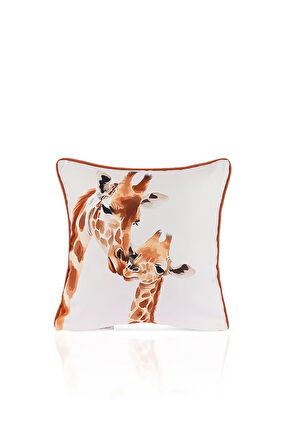 Savanna Love Zürafa İllüstrasyonlu Kırlent Kılıfı – 43x43cm