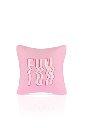 Wavy Fun Dalga Yazı Efektli Pembe Kırlent Kılıfı – 43x43cm
