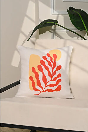 Coral Flow Modern Soyut Bitki Desenli Kırlent Kılıfı – 43x43cm