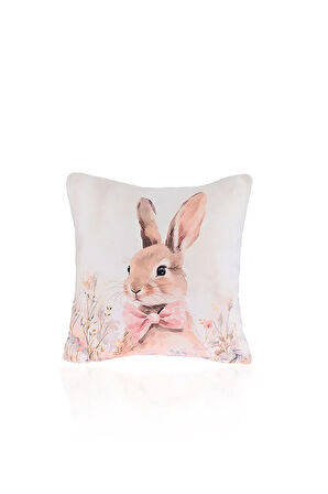 Blossom Bunny Pembe Fiyonklu Tavşan Kırlent Kılıfı – 43x43cm