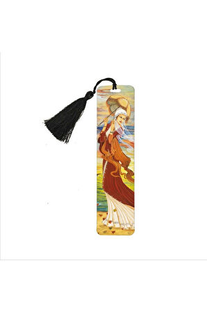 Şemsiyeli Kız Baskılı, Püsküllü Kitap Ayracı (hediyelik Bookmark,ayraç-112)