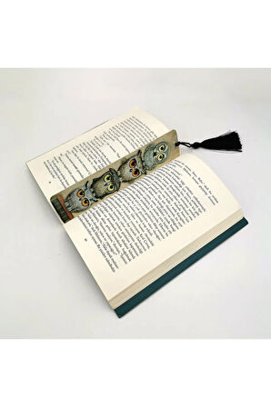 Sevimli Baykuşlar Baskılı, Püsküllü Kitap Ayracı (hediyelik Bookmark,ayraç-119)