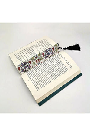 Üzümlü Çini Desen Baskılı, Püsküllü Kitap Ayracı (hediyelik Bookmark,ayraç-137)