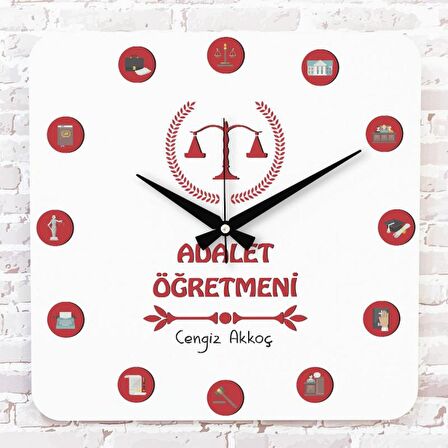 Adalet Öğretmenine Hediye Ahşap Saat 33cm KA01-1002