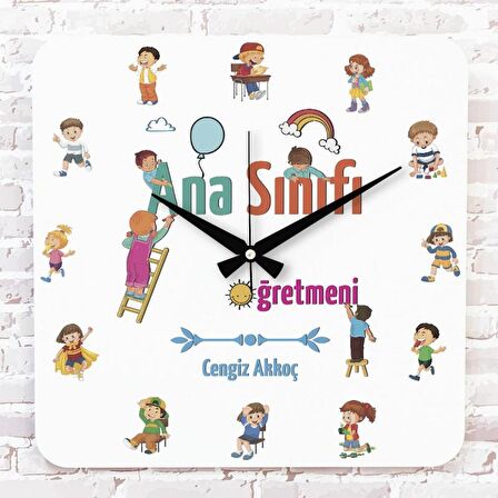 Ana Sınıfı Öğretmenine Hediye Ahşap Saat 33cm KA01-1003