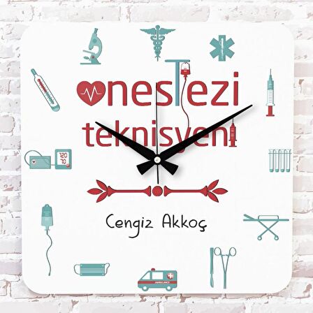 Anestezi Teknikerine Hediye Ahşap Saat 33cm KA01-1004