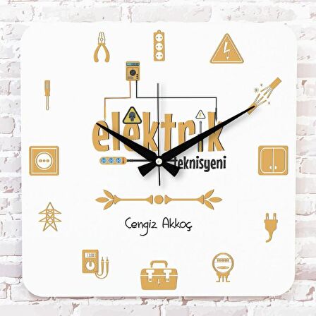 Elektrik Teknisyenine Hediye Ahşap Saat 33cm KA01-1010