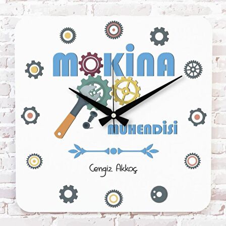 Makine Mühendisine Hediye Ahşap Saat 33Cm Ka01-1011