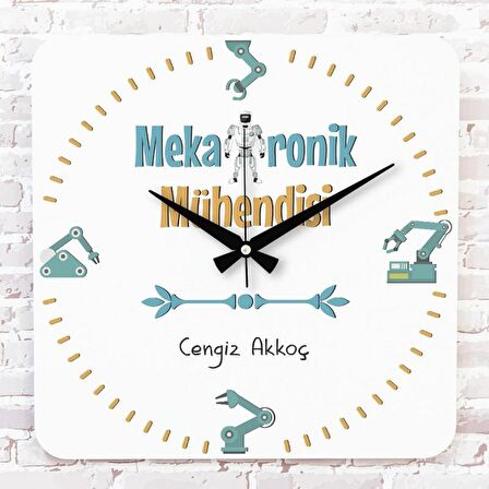 Mekatronik Mühendisine Hediye Ahşap Saat 33cm KA01-1012