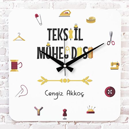 Tekstil Mühendisine Hediye Ahşap Saat 33cm KA01-1025