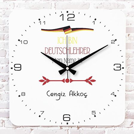 Almanca Öğretmenine Hediye Ahşap Saat 33cm KA01-1032