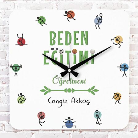 Beden Eğitimi Öğretmenine Hediye Ahşap Saat 33cm KA01-1035