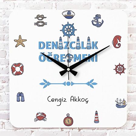 Denizcilik Öğretmenine Hediye Ahşap Saat 33cm KA01-1037