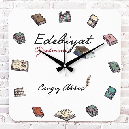 Edebiyat Öğretmenine Hediye Ahşap Saat 33cm KA01-1039