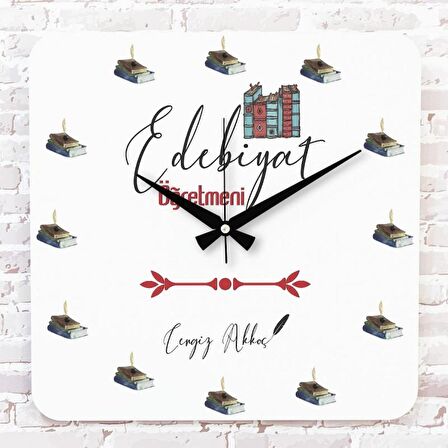 Edebiyat Öğretmenine Hediye Ahşap Saat 33cm KA01-1040