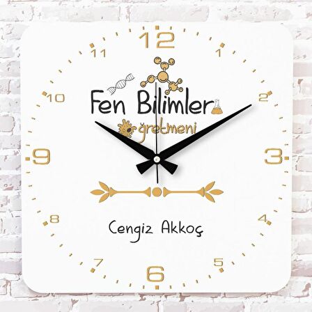 Fen Bilimleri Öğretmenine Hediye Ahşap Saat 33cm KA01-1042