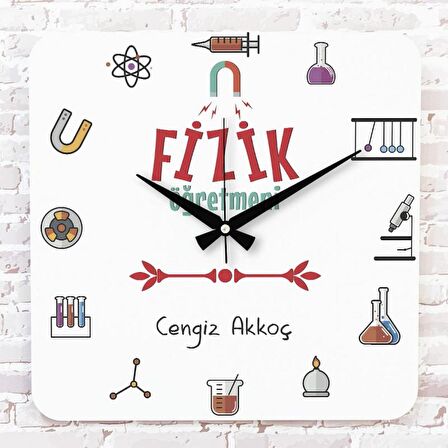 Fizik Öğretmenine Hediye Ahşap Saat 33cm KA01-1044
