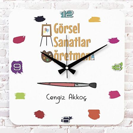 Görsel Sanatlar Öğretmenine Hediye Ahşap Saat 33cm KA01-1046