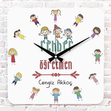 Rehber Öğretmenine Hediye Ahşap Saat 33cm KA01-1054