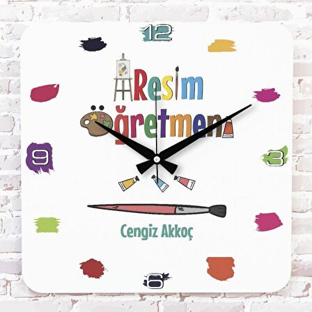 Resim Öğretmenine Hediye Ahşap Saat 33cm KA01-1055