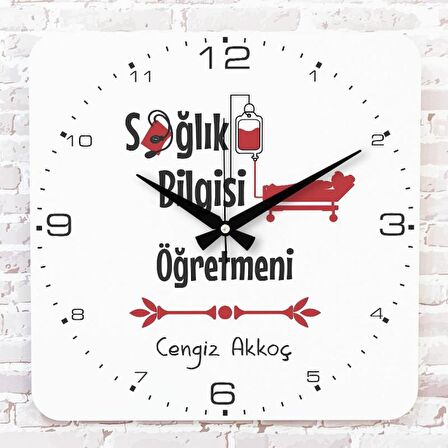 Sağlık Bilgisi Öğretmenine Hediye Ahşap Saat 33cm KA01-1056