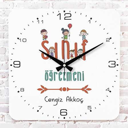 Sınıf Öğretmenine Hediye Ahşap Saat 33cm KA01-1057