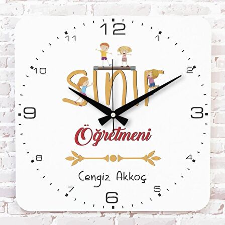 Sınıf Öğretmenine Hediye Ahşap Saat 33cm KA01-1058