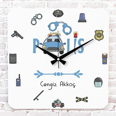 Polise Hediye Ahşap Saat 33cm KA01-1072