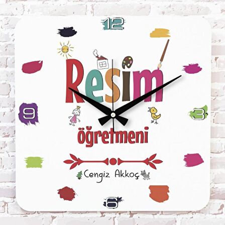 Resim Öğretmenine Hediye Ahşap Saat 33cm KA01-1083