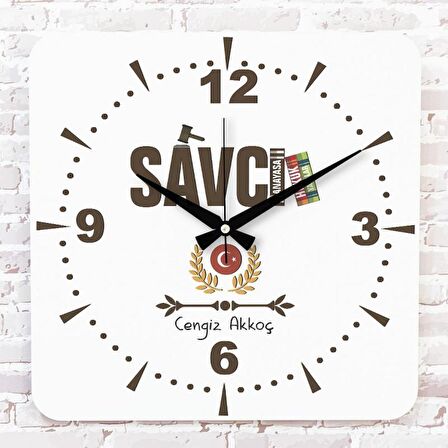 Savcıya Hediye Ahşap Saat 33cm KA01-1085
