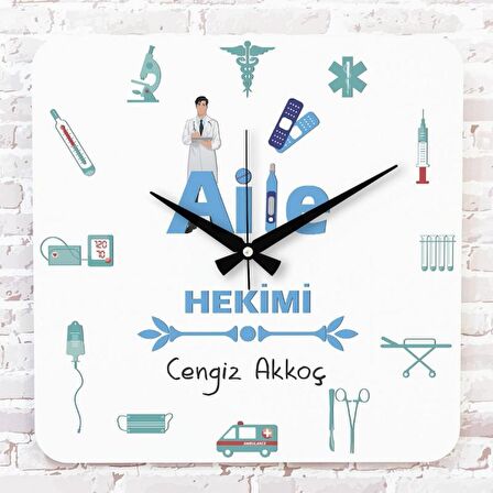 Aile Hekimine Hediye Ahşap Saat 33cm KA01-1090