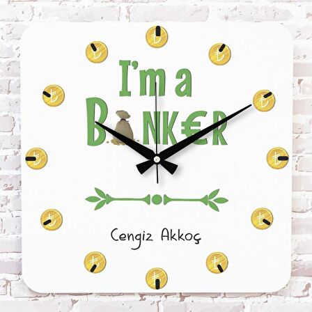 Bankere Hediye Ahşap Saat 33cm KA01-1100