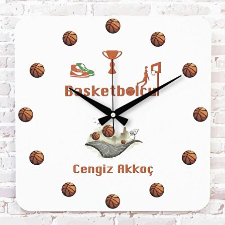 Basketbolcuya Hediye Ahşap Saat 33cm KA01-1101