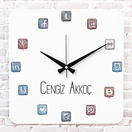 Kişiye Özel Webtimer Hediye Ahşap Saat 33cm KA01-1111