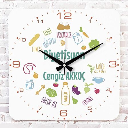 Diyetisyene Hediye Ahşap Saat 33cm KA01-1121