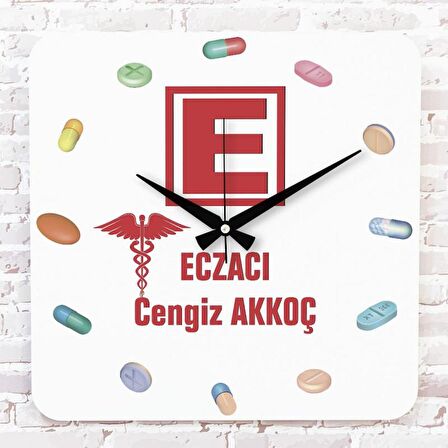 Eczacıya Hediye Ahşap Saat 33cm KA01-1130
