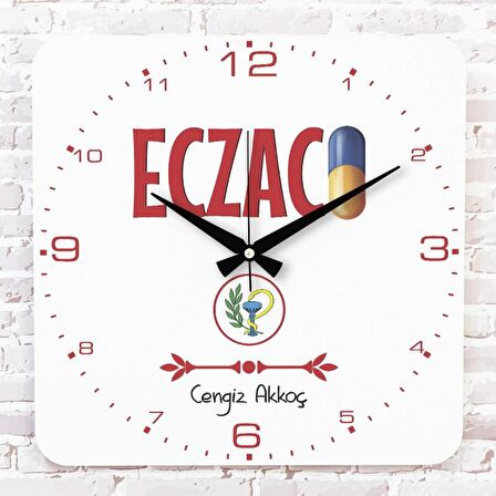 Eczacıya Hediye Ahşap Saat 33cm KA01-1131