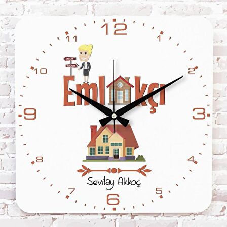 Emlakçıya Hediye Ahşap Saat 33cm KA01-1136