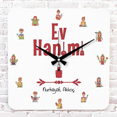 Ev Hanımına Hediye Ahşap Saat 33cm KA01-1137