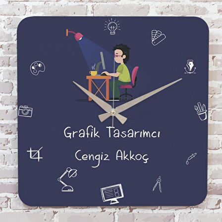 Grafik Tasarımcıya Hediye Ahşap Saat 33cm KA01-1155