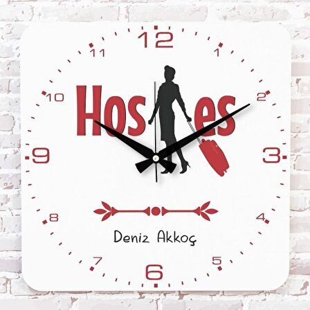 Hostese Hediye Ahşap Saat 33cm KA01-1162