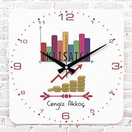 İktisatçıya Hediye Ahşap Saat 33cm KA01-1166