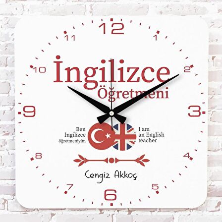 İngilizce Öğretmenine Hediye Ahşap Saat 33cm KA01-1168