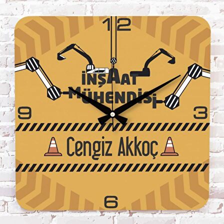 İnşaat Mühendisine Hediye Ahşap Saat 33cm KA01-1170