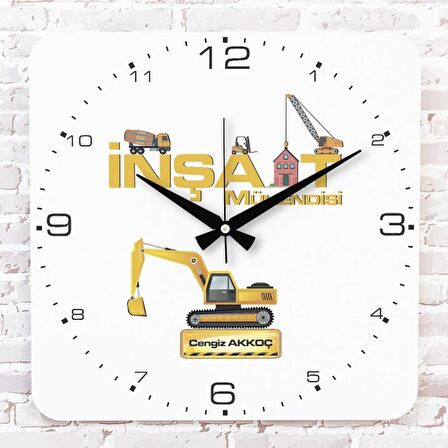 İnşaat Mühendisine Hediye Ahşap Saat 33cm KA01-1172
