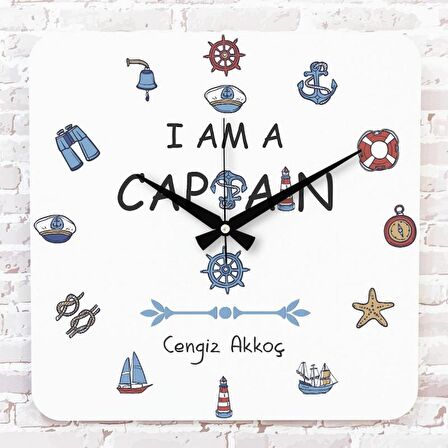 Kaptana Hediye Ahşap Saat 33cm KA01-1178