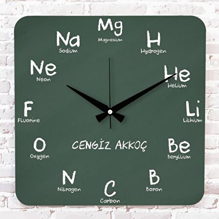 Kimya Öğretmenine Hediye Ahşap Saat 33cm KA01-1183